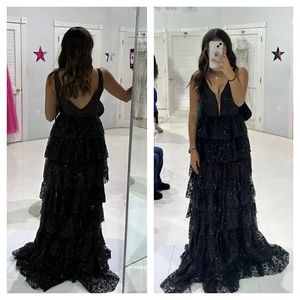Black Size 2 A-Line Gown by Jovani